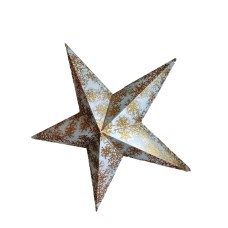 Pack of 2 Christmas Xmas Stars - 5 Point, White with Golden Zari Print, 80 cms + 5 Point, White with Silver Zari Print, 80 cms (DELIVERING ONLY IN DELHI)